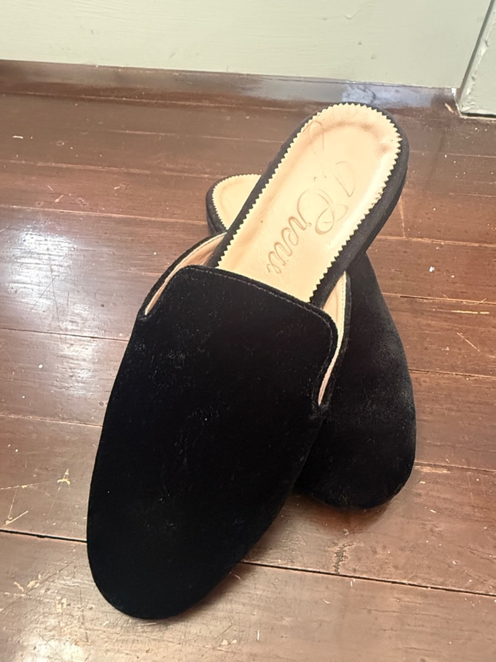 J. Crew Black Velvet Backless Mules